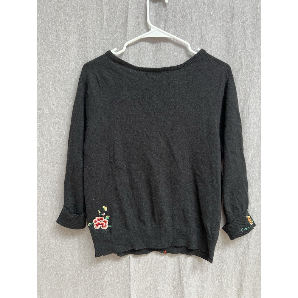 Lucky Brand Vintage Women's Black Floral Bird Embroidered Cardigan Size XL - Picture 7 of 8